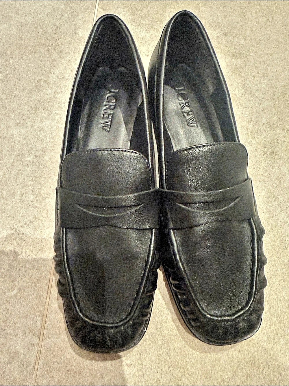 J.CREW Maison ruched loafers in leather Black
